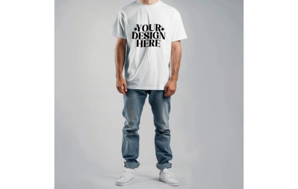 Bc3480 Man White Color Mockup 4: Elevate Your Designs Instantly