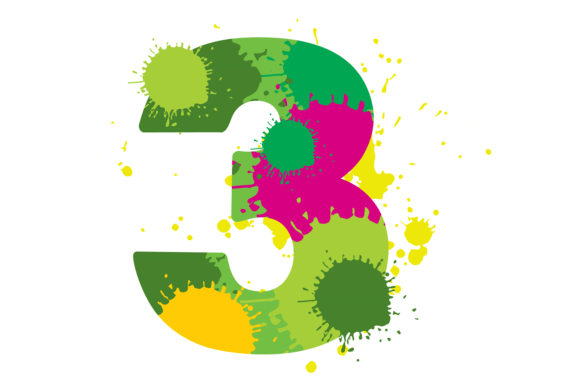 Creative Three Sign: Color Paint Drops O for Bold Branding