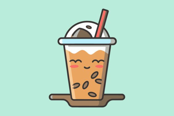 Cute Iced Coffee Flat Color Vector Art for Modern Designs