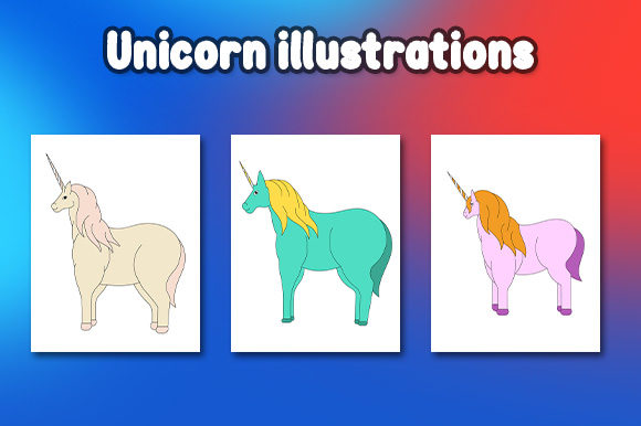 Cute Unicorn Color Illustration Bundle: 24 Designs for Your Projects