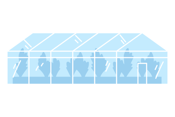 Greenhouse Color Icon: A Modern Glass Building Vector