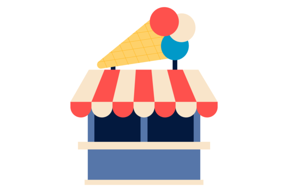 Ice Cream Stall Color Icon: A Market Stand Icon for Modern Design