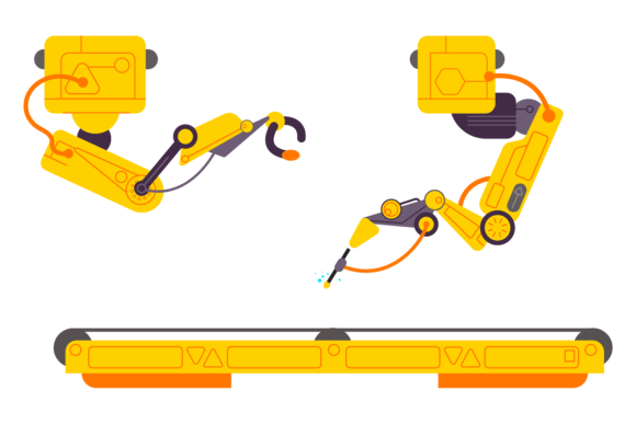 Modernizing Your Visuals: The Production Line Color Icon. Robotic Indu Aesthetic