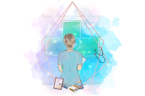 Nurse Watercolour Geometric Frame: A Creative Asset for Healthcare Branding
