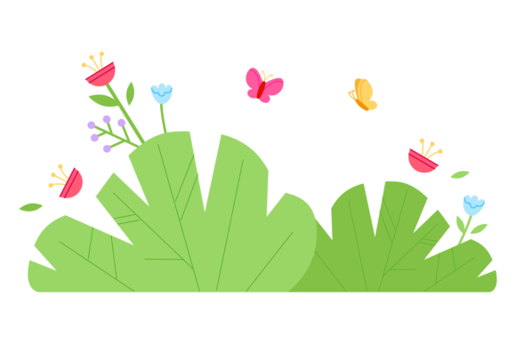 Summer Botany Color Icon: Vibrant Floral & Butterfly Design Asset