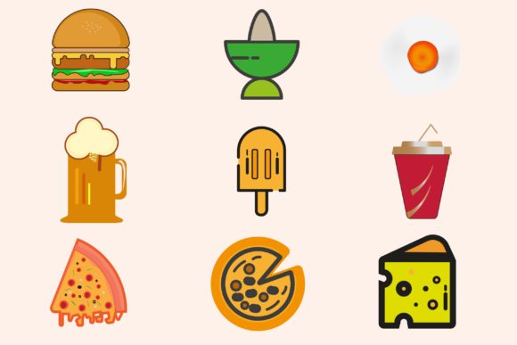 Vibrant Visuals with Fast Food Color Vector Icons