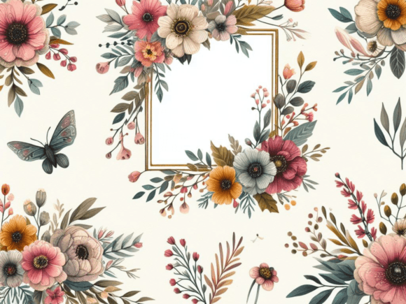 Watercolour Flowers Set Boho Frame: Elevate Your Creative Projects